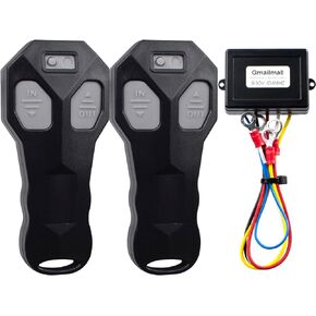 12V Wireless Winch Remote Control 2 Pack Universal Mini 5 Wire Control Winch with Dual Manual Matching Transmitter Kit for Truck, ATV and SUV Winch Wireless System.