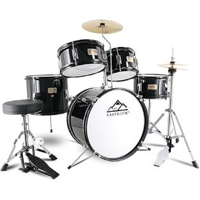 EASTROCK Kids Drum Set, 5-Piece 16 Inches Junior Drum Sets for Kids, Drummer, Beginner Youth Drumset for 7-12 Years Old with Throne,Cymbal,Pedal,Drumsticks (Black)