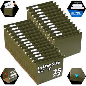 Expandable Hanging File Folder, 25 Pack, Hanging File Folders Letter Size, File Cabinet Folders, Filing Folders, Expandable File Folder, Heavy Duty 2 Inch Green Filing Cabinet Folders in Kuwait
