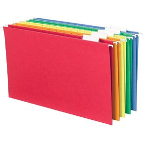 Smead Hanging File Folder with Tab, 1/5-Cut Adjustable Tab, Legal Size, Assorted Primary Colors, 25 per Box (64159)