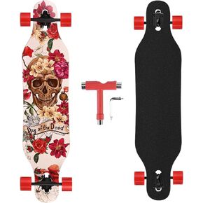 41 inch Freeride Longboard Drop Through Skateboard 8 Ply Canadian Maple Complete Cruiser for Cruising, Carving, Free-Style and Downhill