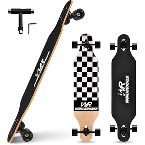 Windrunner 41inch Freeride Longboard Skateboard,8-Ply Natural Maple Drop Through Freestyle Complete Skateboard Cruiser Pintail for Cruising,Carving,Free-Style and Downhill with T-Tool