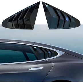 YHCDSEA for Tesla Model S Rear Side Window Covers Louvers Sport Style Cool Exterior Decoration fit Tesla Model S 2017-2023 Accessories (Glossy Carbon Fiber Pattern)