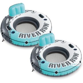 Intex River Run 1 53" Inflatable Floating Water Tube Lake Raft, Red (2 Pack)