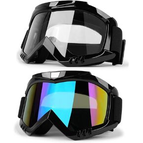 Motorcycle Goggles Motocross Goggles 2 Pack Dirt Bike ATV Goggles for Adult Bike Racing Goggles Offroad Goggles Mtd Goggles Anti-Fog Scratch Windproof Dustproof Goggles for Men Women Kids Clear Lens