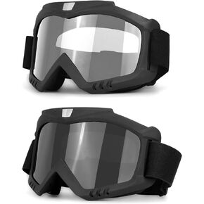 surpassme 2 Motorcycle Ridding Goggles, Clear/Smoke Lens Dirt Bike Goggles with UV Protection Motocross/MX Goggles Compatible Helmet Fit Glasses for Men/Women