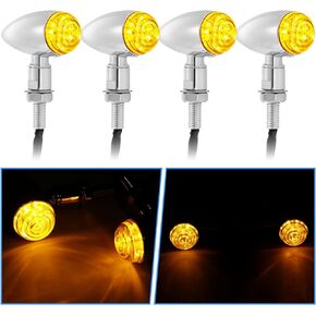 OXMART Universal Retro Motorcycle Turn Signals,2pcs Bullet Front Rear Indicator Light,Turn Signal Bulbs Fit for Honda Shadow Harley Yamaha Dukati Suzuki Kawasaki