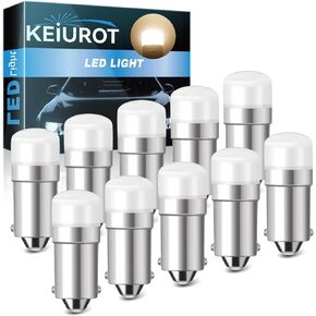 Keiurot 1895 Bulb 1893 Led Bulb 1815 1816 53 57 Bulb BA9S Led Bulb for Indicator Lights Car Dome Map Trunk License Plate Courtesy Step Light White DC/AC 12V, 10-Pack