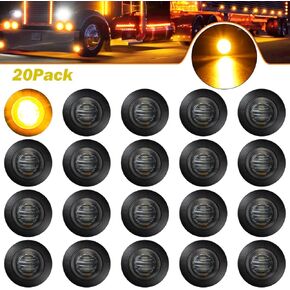 ALFU 20pcs Purple 3/4" 12V Round LED Side Marker Clearance Lights Tail Light Front Rear Signal Marker Indicators Waterproof for Sealed Flush Mount Bulbs Boat Lorry Truck Pickup Bus Signal Lamp Camper
