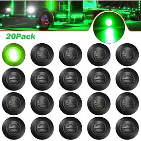 ALFU 20pcs Purple 3/4" 12V Round LED Side Marker Clearance Lights Tail Light Front Rear Signal Marker Indicators Waterproof for Sealed Flush Mount Bulbs Boat Lorry Truck Pickup Bus Signal Lamp Camper