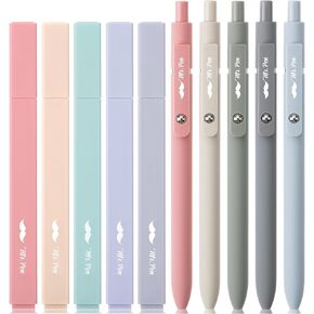 Mr. Pen- Aesthetic Highlighters and Gel Pens No Bleed, 10 Pack, Morandi Color Bible Highlighters No Bleed, Black Ink Bible Pens, Highlighter Pens, No Bleed Highlighters for Bibles, Bible Pens