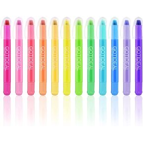 GOTIDEAL No Bleed Bible Highlighters, 12 Pack Assorted Colors Gel Highlighters Pens Set, Wax Bible Markers for Study Journaling School Book Supplies