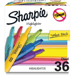 Sharpie Tank Style Bulk Highlighters, Chisel Tip Highlighter Marker Set, Journal Highlighters, Office And Teacher Supplies, Fluorescent And Pastel Highlighters, 12 Assorted Fashion Colors, 36 Count