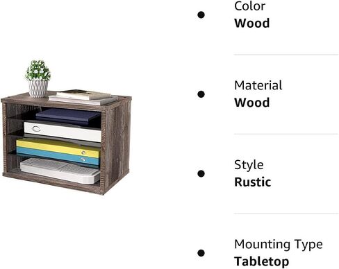 J JACKCUBE DESIGN Rustic Wood Desk Organizer 4 Compartment Paper File Holder for Home and Office, Document Storage, File sorter, Mail and Letter Tray- MK560A in Saudi Arabia