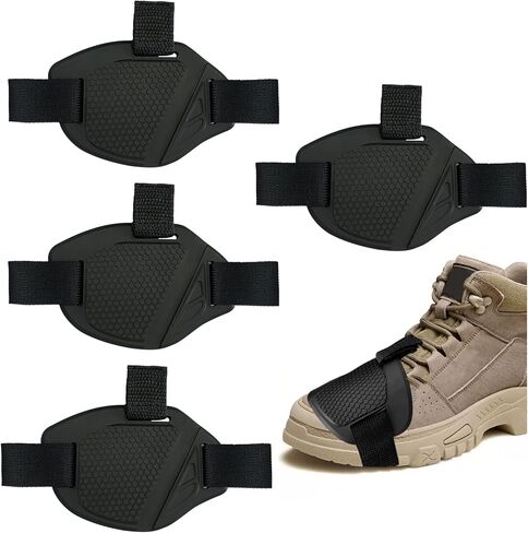 Roucerlin 4 Pcs Soft Motorcycle Motorbike Shift Pad, Durable Motorcycle Shoe Protector, Protective Motorcycle Boot Cover, Adjustable Motorcycle Boot Guard for Gear Accessories (Black) in Saudi Arabia