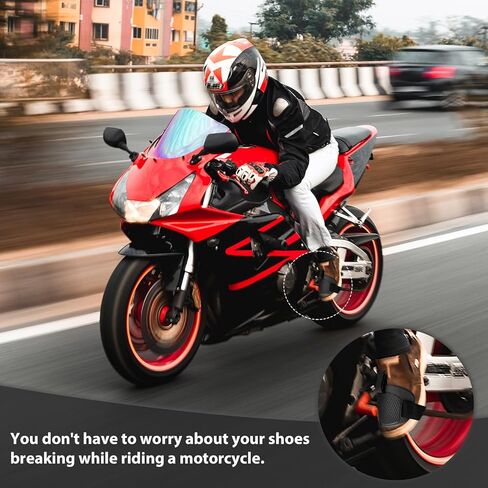 Roucerlin 4 Pcs Soft Motorcycle Motorbike Shift Pad, Durable Motorcycle Shoe Protector, Protective Motorcycle Boot Cover, Adjustable Motorcycle Boot Guard for Gear Accessories (Black) in Saudi Arabia