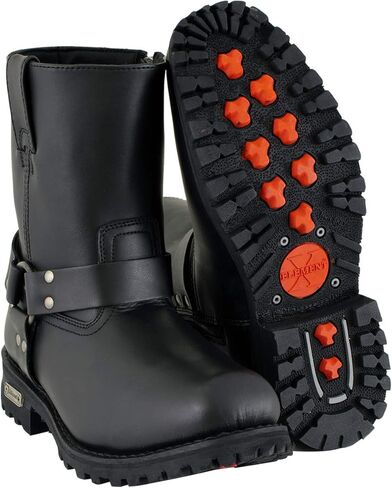 Xelement 1502 Men's 'Killa' Black Leather Zippered Harness Motorcycle Boots - 12 in Saudi Arabia