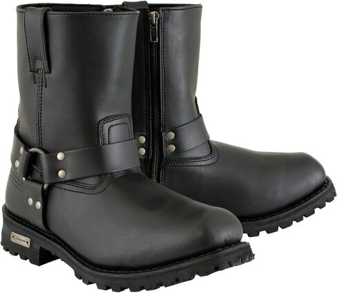 Xelement 1502 Men's 'Killa' Black Leather Zippered Harness Motorcycle Boots - 12 in Saudi Arabia