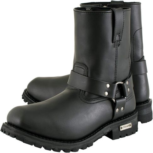 Xelement 1502 Men's 'Killa' Black Leather Zippered Harness Motorcycle Boots - 12 in Saudi Arabia