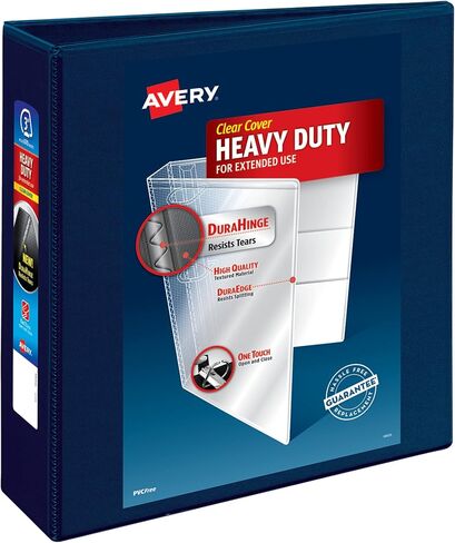 Avery Heavy-Duty View 3 Ring Binder, 3 Inch One Touch EZD Rings, 3.5 Inch Spine, 1 Navy Blue Binder (79803) in Saudi Arabia