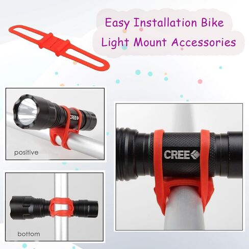 5 قطع من مصابيح الدراجة - ملحقات تثبيت مصابيح الدراجة متعددة الأغراض وسهلة التركيب - حزام سيليكون متين يعلق المصباح بشكل آمن in Kuwait