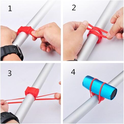 5 قطع من مصابيح الدراجة - ملحقات تثبيت مصابيح الدراجة متعددة الأغراض وسهلة التركيب - حزام سيليكون متين يعلق المصباح بشكل آمن in Kuwait