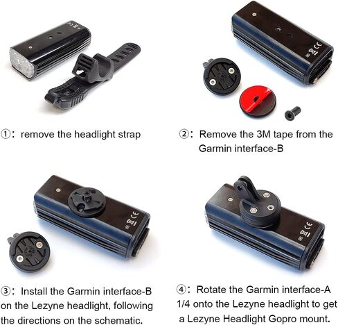 Cestbon Bike Headlight Mount for Gopro Adapter Quick Release Interface Compatible with Lezyne Olight Magicshine in Saudi Arabia