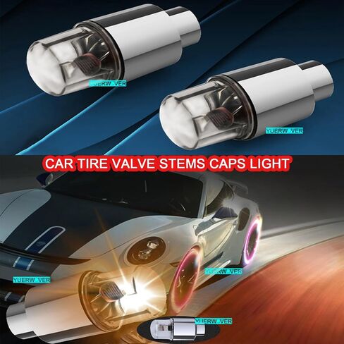 YUERWOVER 4 Pack LED Bike Wheel Lights Car Tire Valve Stems Caps Bicycle Motorcycle Waterproof Tyre Spoke Flash Light Cool Reflector Accessories for Men Women Kids (Colorful) in Saudi Arabia