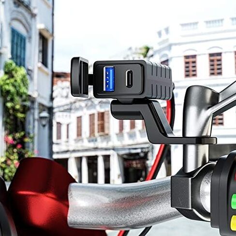 YONHAN Motorcycle USB Charger SAE to USB Adapter, Total 36W Dual USB Type C PD & Quick Charge 3.0 with Voltmeter & ON/Off Switch, 3 Install Options, for Smart Phone Tablet GPS in Kuwait