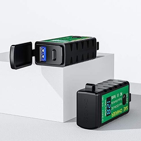 YONHAN Motorcycle USB Charger SAE to USB Adapter, Total 36W Dual USB Type C PD & Quick Charge 3.0 with Voltmeter & ON/Off Switch, 3 Install Options, for Smart Phone Tablet GPS in Kuwait