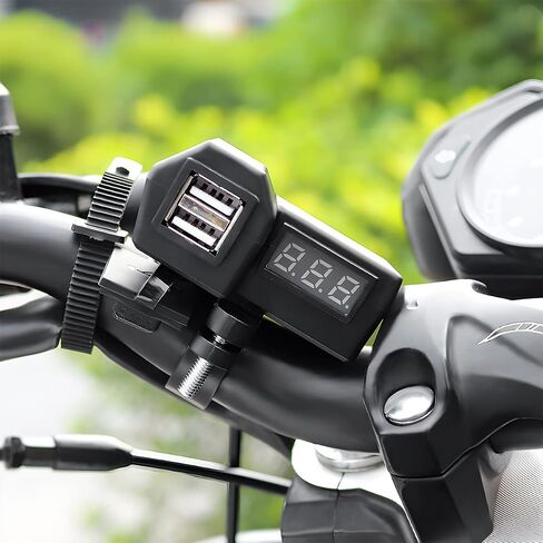 شاحن USB للدراجات النارية، شاحن USB مزدوج، مقود دراجة نارية مقاوم للماء ومشبك مرآة الرؤية الخلفية شاحن محول الطاقة، شاحن هاتف للهواتف الذكية in Saudi Arabia