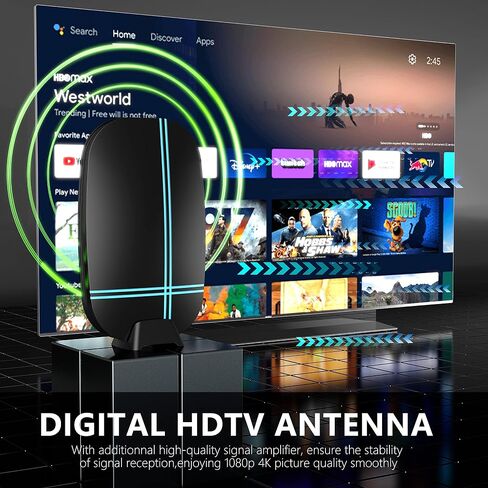 2024 New Amplified HD Digital TV Antenna Long 620 Miles Range for Smart Television, Support 4K 1080p VHF UHF Fire TV Stick and All Older TV's Indoor HDTV Local Channels in Saudi Arabia