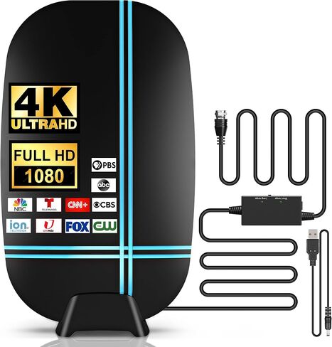 2024 New Amplified HD Digital TV Antenna Long 620 Miles Range for Smart Television, Support 4K 1080p VHF UHF Fire TV Stick and All Older TV's Indoor HDTV Local Channels in Saudi Arabia