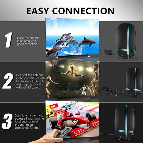 2024 New Amplified HD Digital TV Antenna Long 620 Miles Range for Smart Television, Support 4K 1080p VHF UHF Fire TV Stick and All Older TV's Indoor HDTV Local Channels in Saudi Arabia