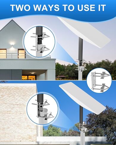 حامل أنبوب هوائي، محول عمود العلم - متوافق مع هوائي التلفزيون العالمي Starlink Dish - دعامة مشبك على شكل حرف V مثبتة على عمود فولاذي - قاعدة تثبيت عمود السقف in Kuwait