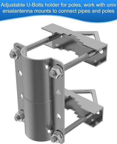 حامل أنبوب هوائي، محول عمود العلم - متوافق مع هوائي التلفزيون العالمي Starlink Dish - دعامة مشبك على شكل حرف V مثبتة على عمود فولاذي - قاعدة تثبيت عمود السقف in Kuwait