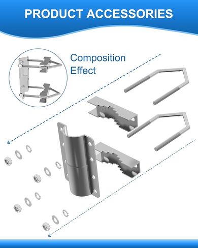حامل أنبوب هوائي، محول عمود العلم - متوافق مع هوائي التلفزيون العالمي Starlink Dish - دعامة مشبك على شكل حرف V مثبتة على عمود فولاذي - قاعدة تثبيت عمود السقف in Kuwait