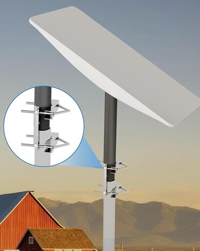 حامل أنبوب هوائي، محول عمود العلم - متوافق مع هوائي التلفزيون العالمي Starlink Dish - دعامة مشبك على شكل حرف V مثبتة على عمود فولاذي - قاعدة تثبيت عمود السقف in Kuwait
