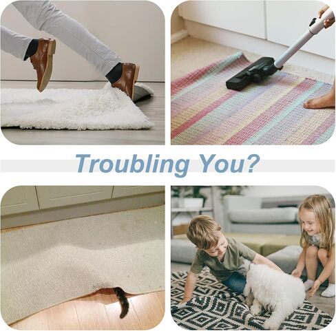 مقبض بساط شريطي من kakania للأرضيات الصلبة - 12 قطعة من ملصقات البساط المقاومة للانزلاق لملصقات سجاد الأرضيات الخشبية لسجاد المنطقة لمنع الانزلاق - أبيض in Kuwait