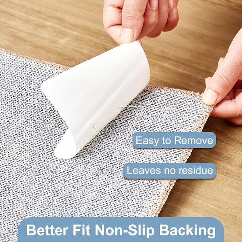 مقبض بساط شريطي من kakania للأرضيات الصلبة - 12 قطعة من ملصقات البساط المقاومة للانزلاق لملصقات سجاد الأرضيات الخشبية لسجاد المنطقة لمنع الانزلاق - أبيض in Kuwait