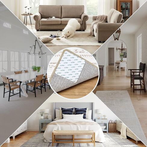 مقبض بساط شريطي من kakania للأرضيات الصلبة - 12 قطعة من ملصقات البساط المقاومة للانزلاق لملصقات سجاد الأرضيات الخشبية لسجاد المنطقة لمنع الانزلاق - أبيض in Kuwait