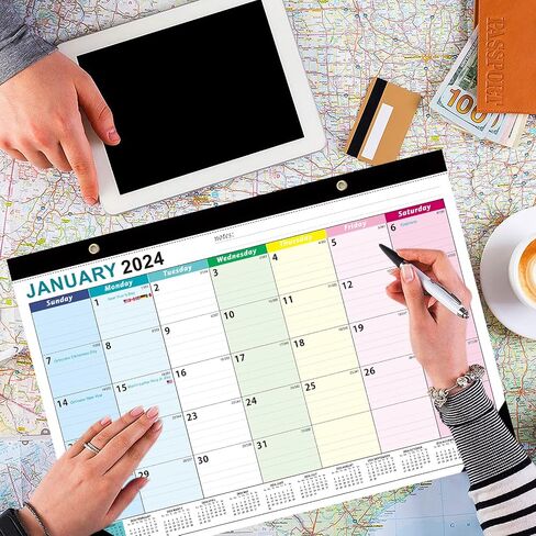 تقويم مكتب 2024-2025، تقويم حائط 18 تقويم شهري لسطح المكتب 17 بوصة × 12 بوصة، يناير 2024 إلى يونيو 2025 منظم جدول يومي للسنة الأكاديمية للمكتب المنزلي، كتل مسطرة in Saudi Arabia