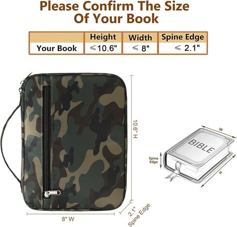 Bible Cover for Boys Kids Scripture Carrying Case with Handle Pockets Childrens Toddler LDS Handbook Holy Book Protector Pouch Teens Church Bag Hope Journaling Storage Organizer Camo Blue in Kuwait