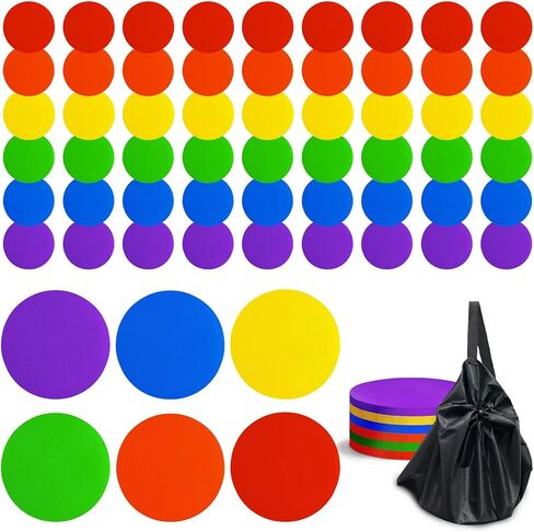 60pcs 9inch Spot Markers Non Slip Flat Cones Floor Dots for Gym Training Dance Classroom Poly Vinyl Floor Agility Markers for Soccer Football Basketball in Kuwait