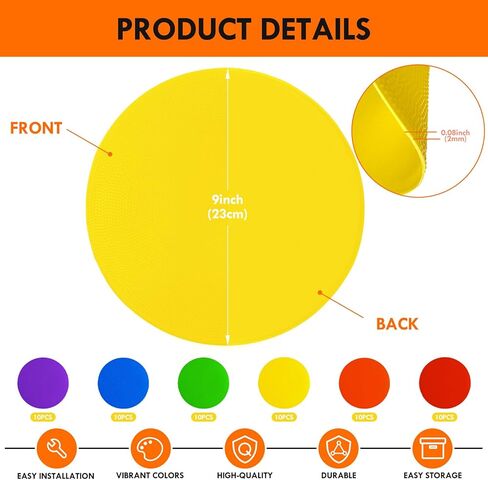 60pcs 9inch Spot Markers Non Slip Flat Cones Floor Dots for Gym Training Dance Classroom Poly Vinyl Floor Agility Markers for Soccer Football Basketball in Kuwait