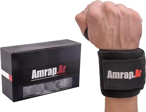 AMRAP.AR Premium Wrist Wraps | Wrist Support Wraps for Gym, Workout, Weightlifting, Sports, Crossfit | Strong & Shock-absorbing | Ideal Gift for Fitness Enthusiasts | 18-inches Long (Total Black) in Saudi Arabia