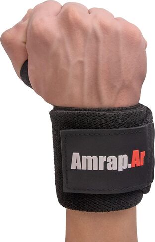 AMRAP.AR Premium Wrist Wraps | Wrist Support Wraps for Gym, Workout, Weightlifting, Sports, Crossfit | Strong & Shock-absorbing | Ideal Gift for Fitness Enthusiasts | 18-inches Long (Total Black) in Saudi Arabia