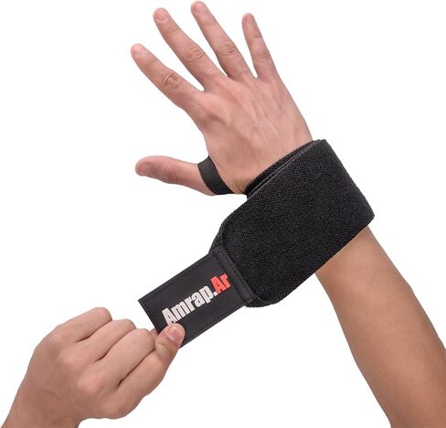 AMRAP.AR Premium Wrist Wraps | Wrist Support Wraps for Gym, Workout, Weightlifting, Sports, Crossfit | Strong & Shock-absorbing | Ideal Gift for Fitness Enthusiasts | 18-inches Long (Total Black) in Saudi Arabia
