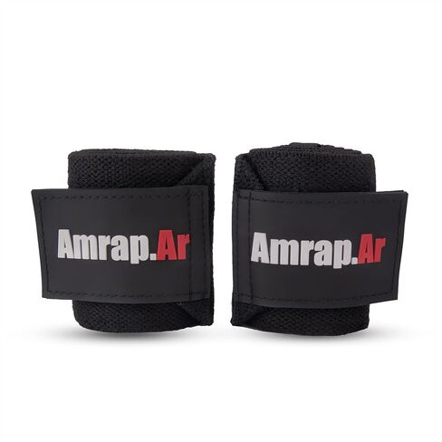 AMRAP.AR Premium Wrist Wraps | Wrist Support Wraps for Gym, Workout, Weightlifting, Sports, Crossfit | Strong & Shock-absorbing | Ideal Gift for Fitness Enthusiasts | 18-inches Long (Total Black) in Saudi Arabia