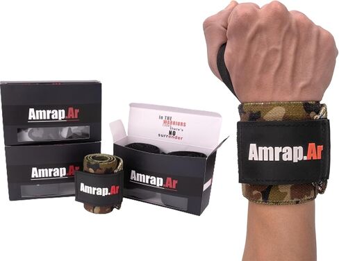 AMRAP.AR أربطة المعصم الفاخرة | أغطية دعم المعصم للصالة الرياضية، والتمارين، ورفع الأثقال، والرياضة، وتمارين كروس فيت | قوي وممتص للصدمات | هدية مثالية لعشاق اللياقة البدنية | 18 بوصة طويلة (تمويه) in Saudi Arabia